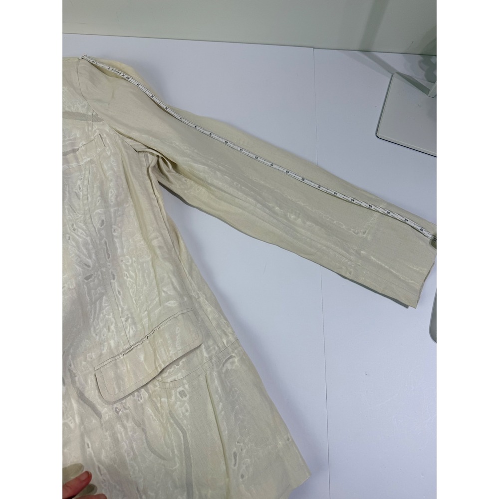 RARE VTG Prada Cream Linen Devore Burnout Blazer Made in Italy * FLAWS * - Picture 8 of 16